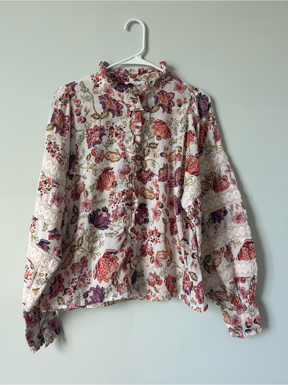 House of Harlow Anthropologie Floral Button-Front Blouse
